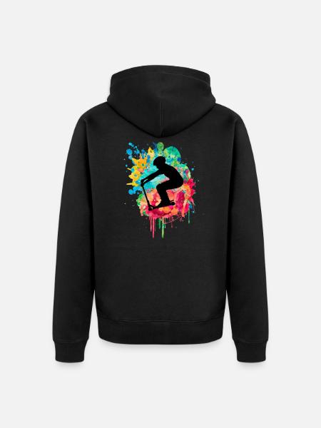 Sporty stunt scooter design - Unisex Premium Organic Zip Hoodie - black