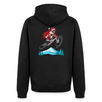 Mountainbike MTB BMX Weihnachten Geschenk - Unisex Premium Bio Zip Hoodie - Schwarz - Hinten - Nico (187cm)