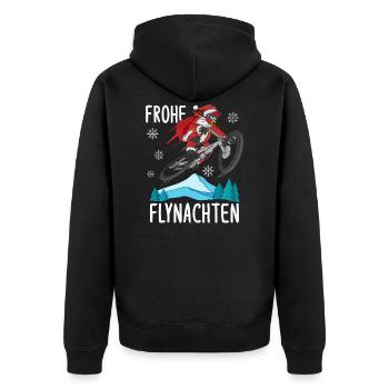 Mountainbike Weihnachtsmann MTB BMX Weihnachten - Unisex Premium Bio Zip Hoodie - Schwarz - Hinten - Nico (187cm)