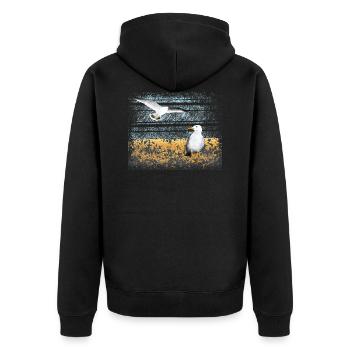 Seagulls, beach, sea - Unisex Premium Organic Zip Hoodie - black - Back - Nico (187cm)