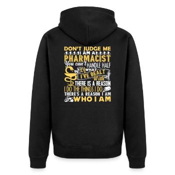 Le pharmacien ne juge pas le pharmacien - Veste à capuche bio Premium Unisexe - noir - Dos - Nico (187cm)
