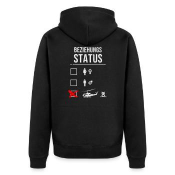 Witziges Helicopter Beziehung Status Design - Unisex Premium Bio Zip Hoodie - Schwarz - Hinten - Nico (187cm)