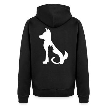 Simple Dog Cat / Gift - Birthday / Cat and Dog - Unisex Premium Organic Zip Hoodie - black - Back - Nico (187cm)