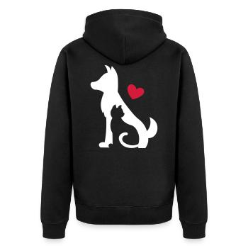 Coeur pour chiens et chats - Coeur pour chiens et chats <3 - Veste à capuche bio Premium Unisexe - noir - Dos - Nico (187cm)