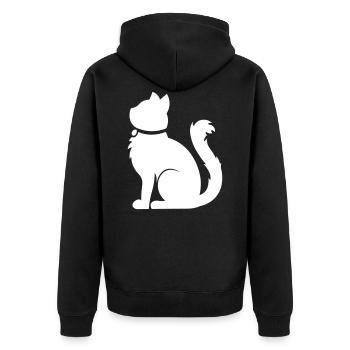 Flauschige Katze / fluffy cat - Unisex Premium Bio Zip Hoodie - Schwarz - Hinten - Nico (187cm)