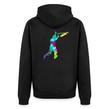 Stuntscooter PopArt - Unisex Premium Bio Zip Hoodie - Schwarz - Hinten - Nico (187cm)