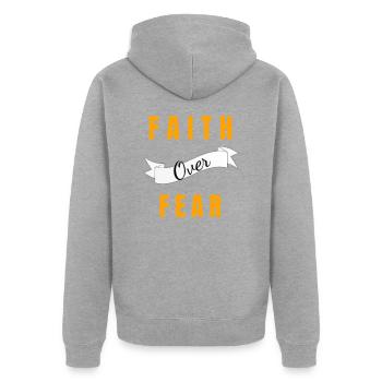 Christliche Kleidung Christliche Kleidung - Unisex Premium Bio Zip Hoodie - Grau meliert - Hinten - Nico (187cm)