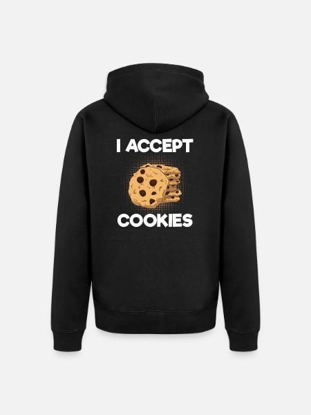 J'accepte les cookies biscuits Internet - Veste à capuche bio Premium Unisexe - noir