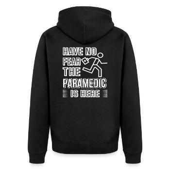 Paramedic Have No Fear Paramedic Is Here - Unisex Premium Organic Zip Hoodie - black - Back - Nico (187cm)