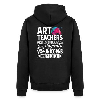 Kunstlehrer Kunstlehrer sind fabelhaft - Unisex Premium Bio Zip Hoodie - Schwarz - Hinten - Nico (187cm)