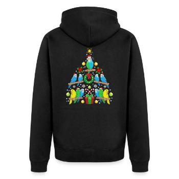 Wellensittich Vogel Weihnachten Lustiges Geschenk - Unisex Premium Bio Zip Hoodie - Schwarz - Hinten - Nico (187cm)