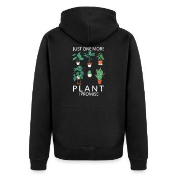 Just one more Plant i Promise - Plant Lover Garden - Unisex Premium Organic Zip Hoodie - black - Back - Nico (187cm)