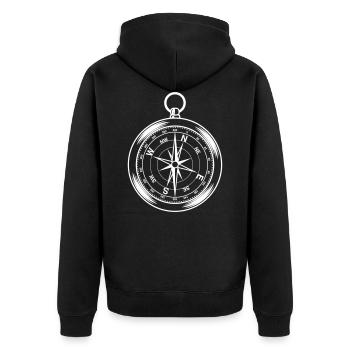 compass symbol - Unisex Premium Organic Zip Hoodie - black - Back - Nico (187cm)