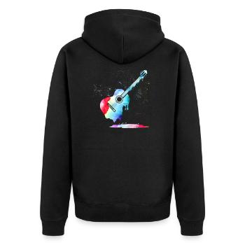 Gitarre - Unisex Premium Bio Zip Hoodie - Schwarz - Hinten - Nico (187cm)