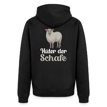 Hüter der Schafe Schaf Spruch Schäfer Geschenk - Unisex Premium Bio Zip Hoodie - Schwarz - Hinten - Nico (187cm)
