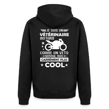 Vétérinaire cadeau drôle motard moto biker homme - Veste à capuche bio Premium Unisexe - noir - Dos - Nico (187cm)