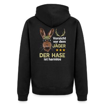 Hase Vorsicht vor dem Jäger Jagd Wald - Unisex Premium Bio Zip Hoodie - Schwarz - Hinten - Nico (187cm)