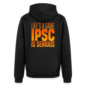 IPSC EST SÉRIEUX - Veste à capuche bio Premium Unisexe - noir - Dos - Nico (187cm)