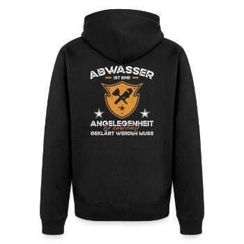 Klempner Sprüche Abwasser Klärwerk - Unisex Premium Bio Zip Hoodie - Schwarz - Hinten - Nico (187cm)