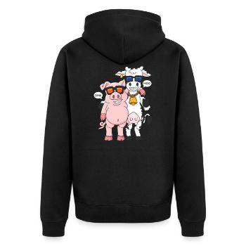 Cow pig sunglasses farmer farmer gift - Unisex Premium Organic Zip Hoodie - black - Back - Nico (187cm)