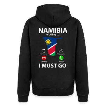 Namibia - Unisex Premium Bio Zip Hoodie - Schwarz - Hinten - Nico (187cm)