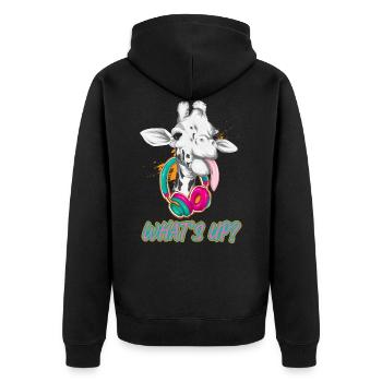Giraffe - Unisex Premium Organic Zip Hoodie - black - Back - Nico (187cm)