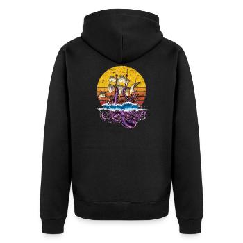 Pirate monstre marin poulpe poulpe - Veste à capuche bio Premium Unisexe - noir - Dos - Nico (187cm)