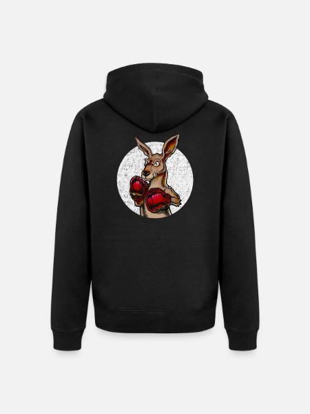 Boxer Känguru für Kampfsportler - Unisex Premium Bio Zip Hoodie - Schwarz