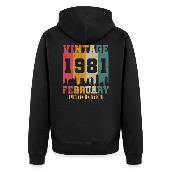 Née en février 1981 né l’anniversaire rétro - Veste à capuche bio Premium Unisexe - noir - Dos - Nico (187cm)
