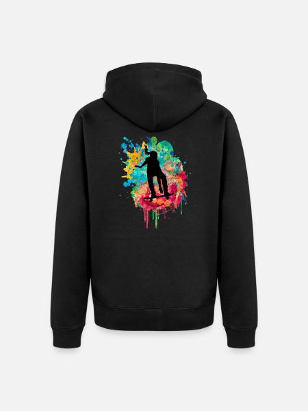 Skater while skateboarding PopArt - Unisex Premium Organic Zip Hoodie - black