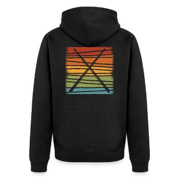 Schlagzeug - Unisex Premium Bio Zip Hoodie - Schwarz - Hinten - Nico (187cm)