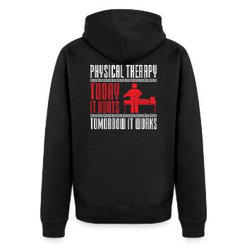 Physio Saying Physiotherapy - Unisex Premium Organic Zip Hoodie - black - Back - Nico (187cm)