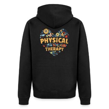 Physiotherapie - Unisex Premium Bio Zip Hoodie - Schwarz - Hinten - Nico (187cm)