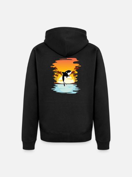 Schwertwal Killerwal Orca - Unisex Premium Bio Zip Hoodie - Schwarz