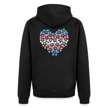 Trans Flagge Herz LGBT Transgender - Unisex Premium Bio Zip Hoodie - Schwarz - Hinten - Nico (187cm)
