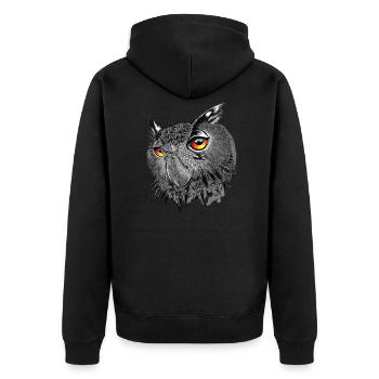 Uhu/Bubo Bubo/Eule - Unisex Premium Bio Zip Hoodie - Schwarz - Hinten - Nico (187cm)