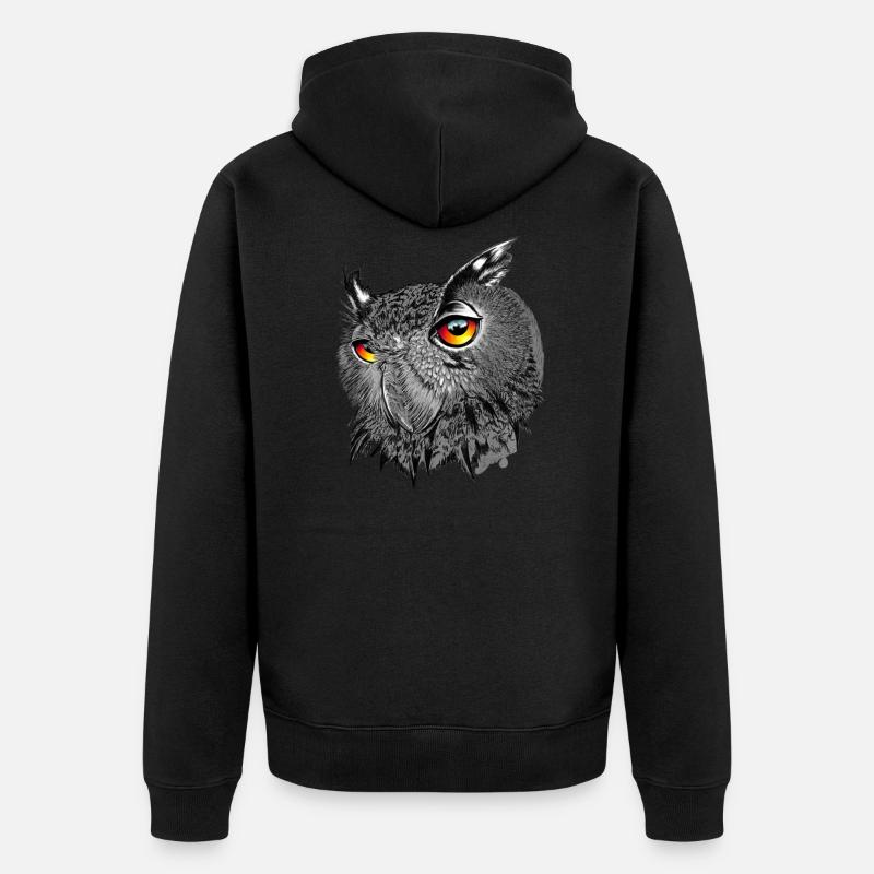 Uhu/Bubo Bubo/Eule - Unisex Premium Bio Zip Hoodie - Schwarz