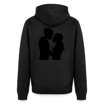Bikercouple Motorcycle Love Couple Hug Couple - Unisex Premium Organic Zip Hoodie - black - Back - Nico (187cm)