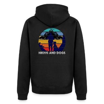 Wanderer Hunde Geschenk Wandern - Unisex Premium Bio Zip Hoodie - Schwarz - Hinten - Nico (187cm)