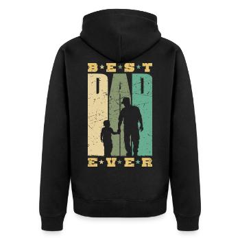 Best Dad Ever Retro Dad and Son Father Gift - Unisex Premium Organic Zip Hoodie - black - Back - Nico (187cm)