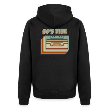 80er Vibe 80s 1980er Party 80er Jahre - Unisex Premium Bio Zip Hoodie - Schwarz - Hinten - Nico (187cm)