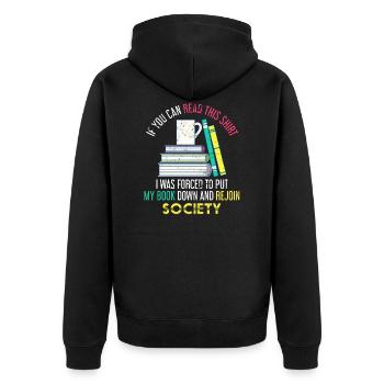 Livre Nerd société Lecture - Veste à capuche bio Premium Unisexe - noir - Dos - Nico (187cm)