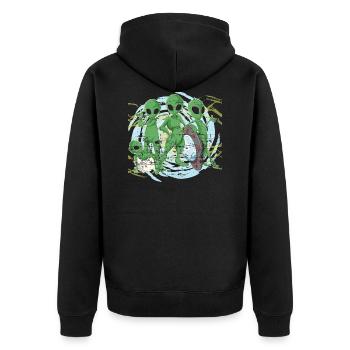 Alien - Unisex Premium Bio Zip Hoodie - Schwarz - Hinten - Nico (187cm)