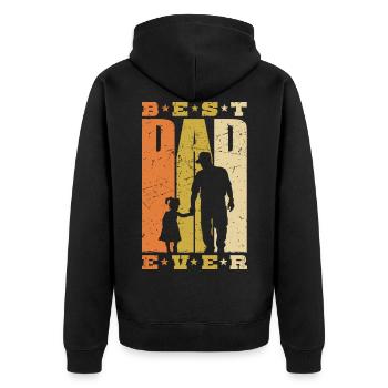 Best Dad Ever Retro Dad Daughter Father's Day Gift - Unisex Premium Organic Zip Hoodie - black - Back - Nico (187cm)