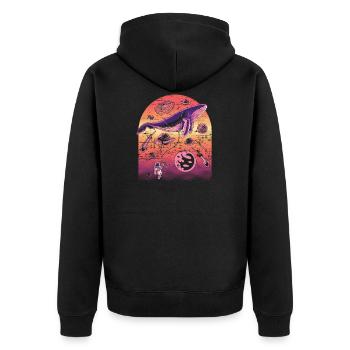 Cosmos Bleu baleine astronaute cadeau espace - Veste à capuche bio Premium Unisexe - noir - Dos - Nico (187cm)