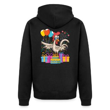 Kids Birthday Gift Animal Chickens - Unisex Premium Organic Zip Hoodie - black - Back - Nico (187cm)
