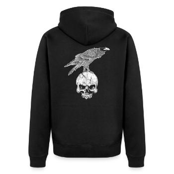 Nordische Mythologie Geschenk Rabe Krähe - Unisex Premium Bio Zip Hoodie - Schwarz - Hinten - Nico (187cm)