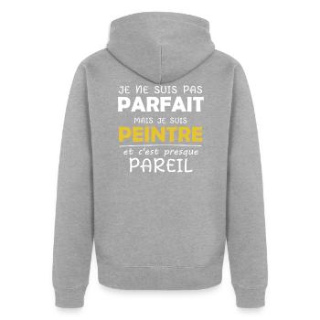 Peintre - Peinture - Cadeau - Drôle - Peindre - Veste à capuche bio Premium Unisexe - gris chiné - Dos - Nico (187cm)