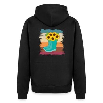 Sonnenblume - Unisex Premium Bio Zip Hoodie - Schwarz - Hinten - Nico (187cm)
