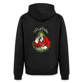 Molierre / Molière - Unisex Premium Bio Zip Hoodie - Schwarz - Hinten - Nico (187cm)